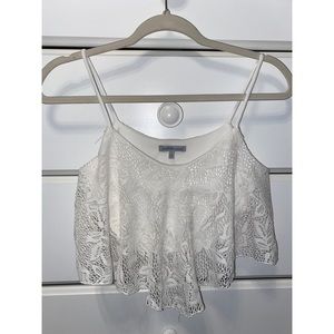 White Lace Flowy Crop Top